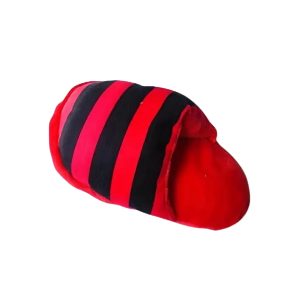 Squeaky Striped Slipper Plush Chew Toy Black