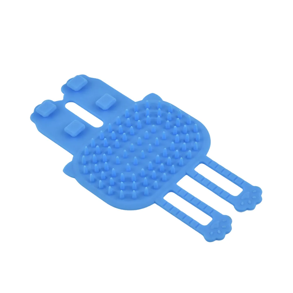Soft Flexible Silicone Pet Grooming Massage Brush Blue