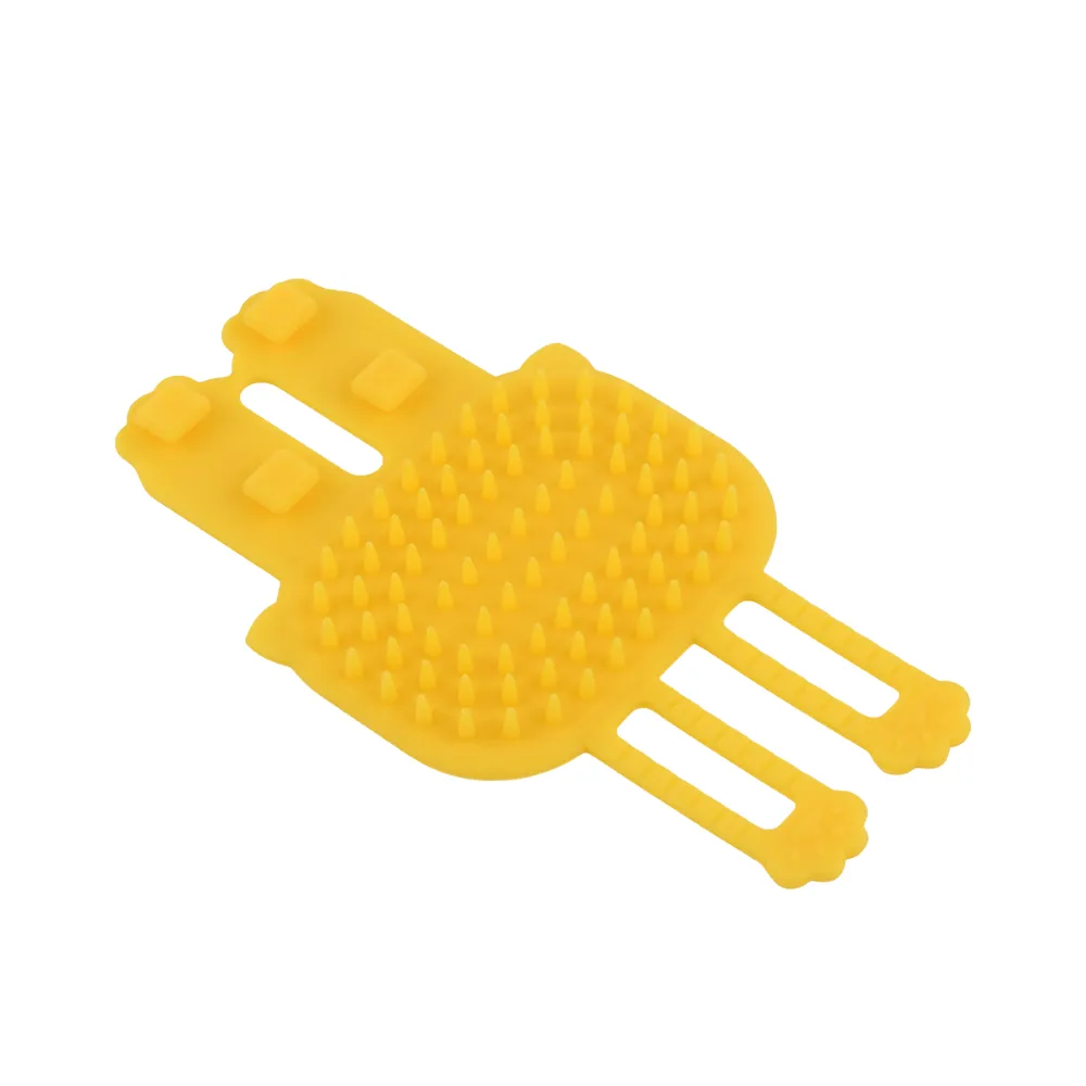 Soft Flexible Silicone Pet Grooming Massage Brush Yellow