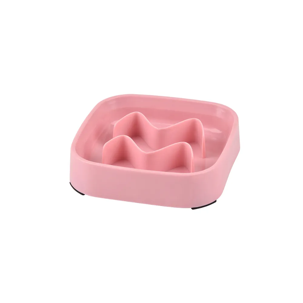 PP Slow Feeder Bowl with Wavy Columns Pink