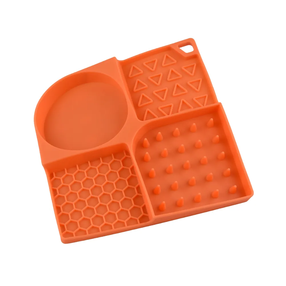 Silicone Pet Lick Mat with Suction Base Orange