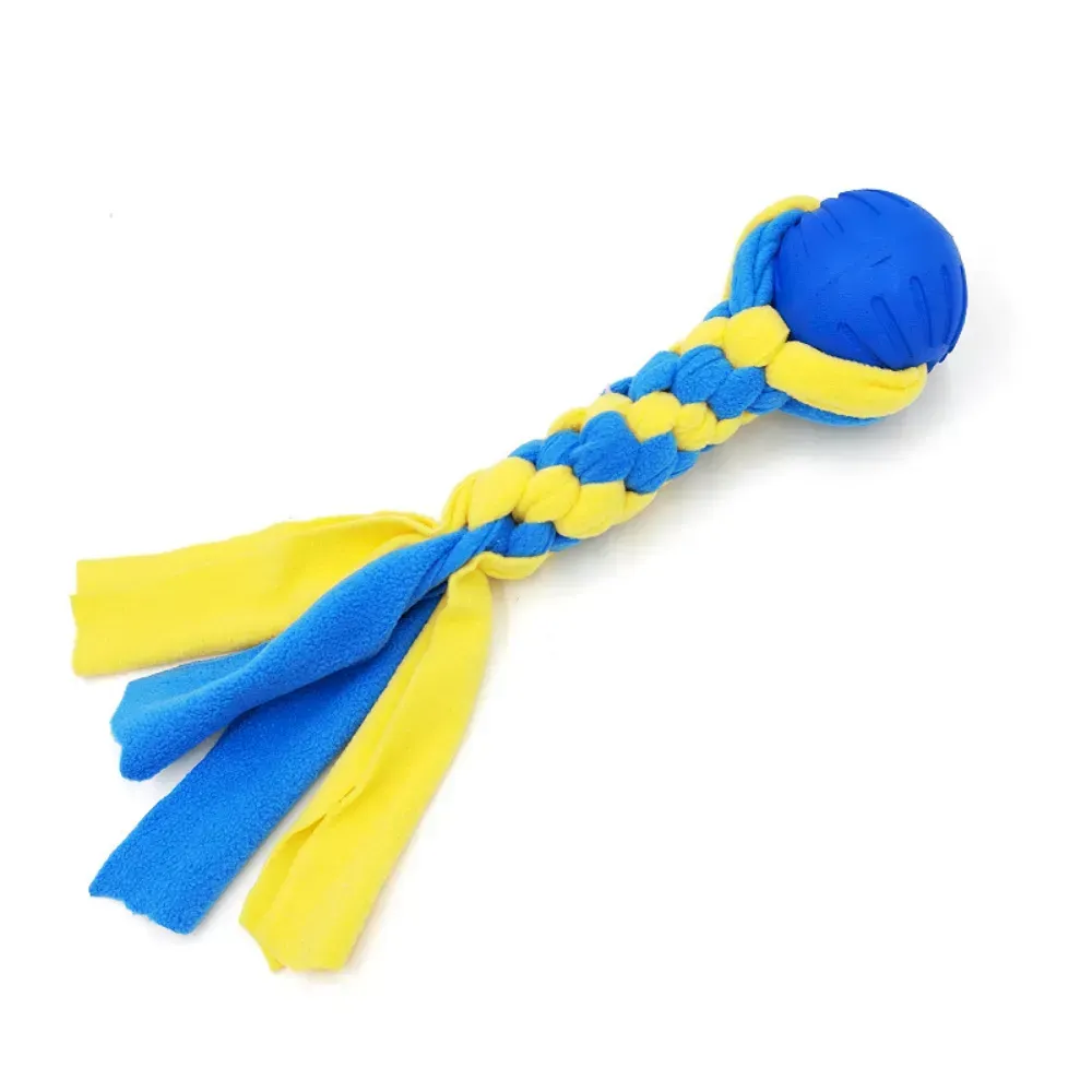 Small Size Colorful Woven Polyester Dog Training Chew Toy Ball