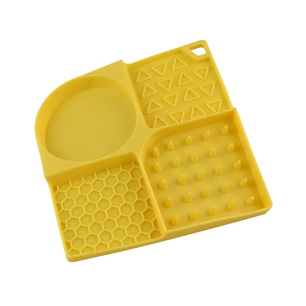 Silicone Pet Lick Mat with Suction Base Yellow