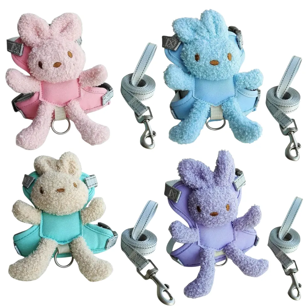 Cute Bunny Plush Dog Harness Vest with Leash for Small Breeds Cute Bunny Plush Dog Harness Vest with Leash for Small Breeds