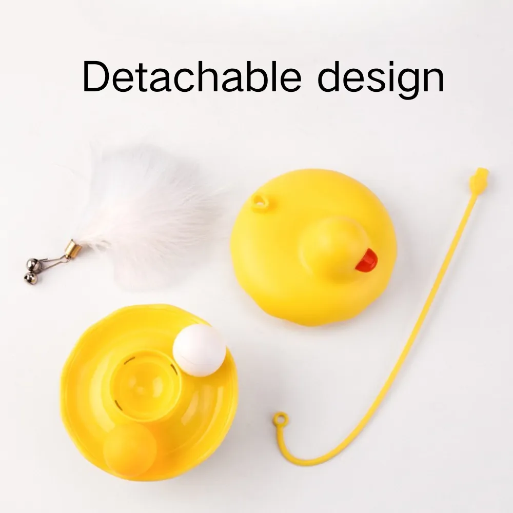 Duck ABS Tower Track Ball Cat Toy with Teaser Wand_2
