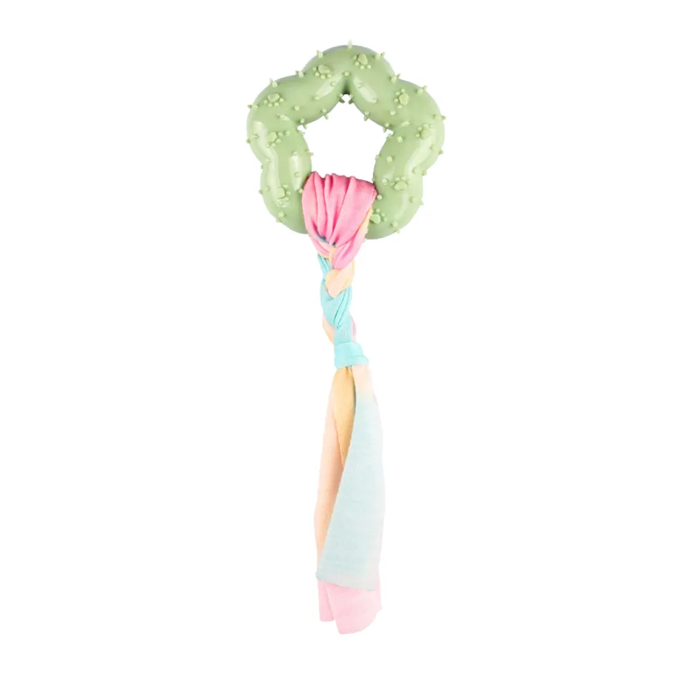 TPR Ring Braided Rope Dog Toy Green
