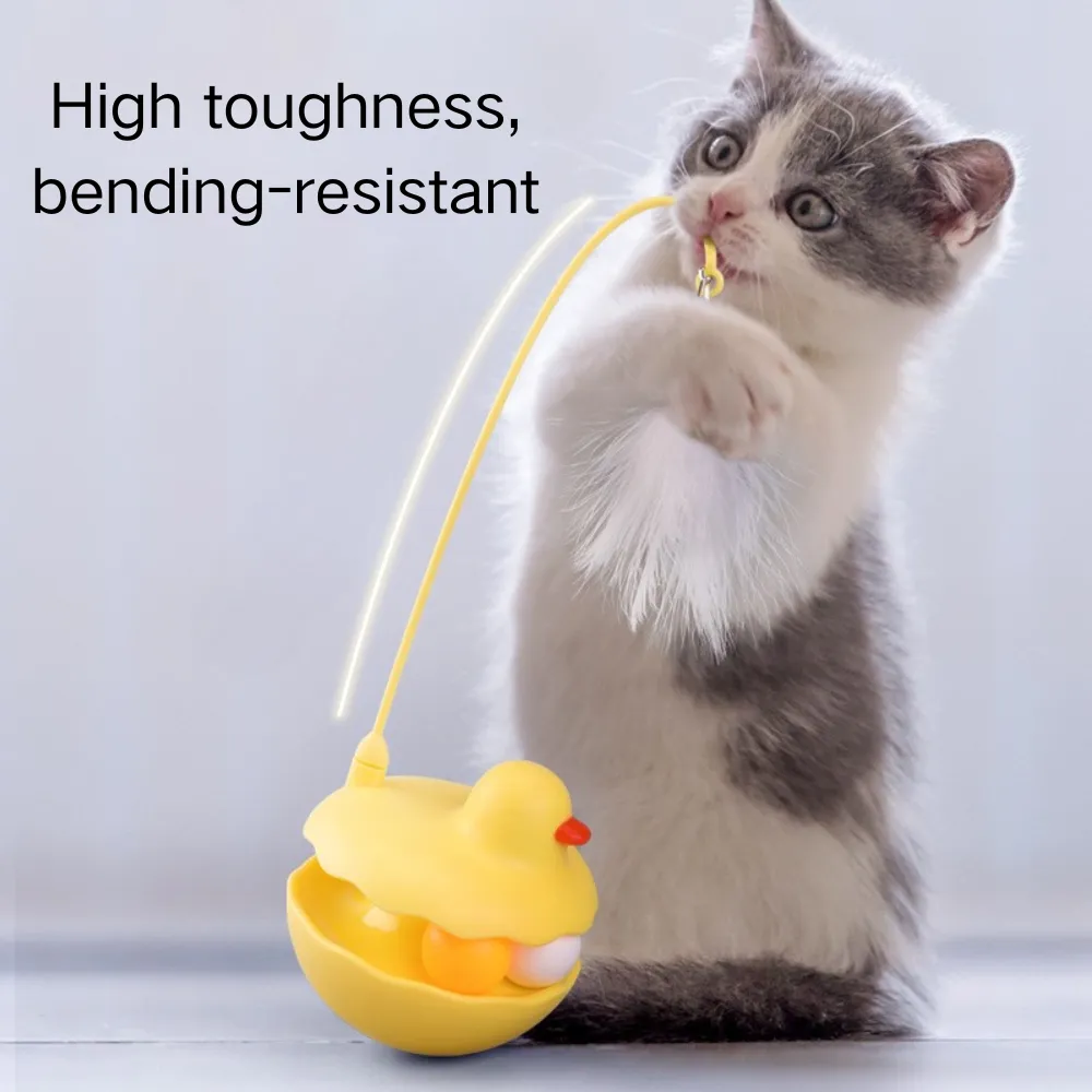 Duck ABS Tower Track Ball Cat Toy with Teaser Wand_1