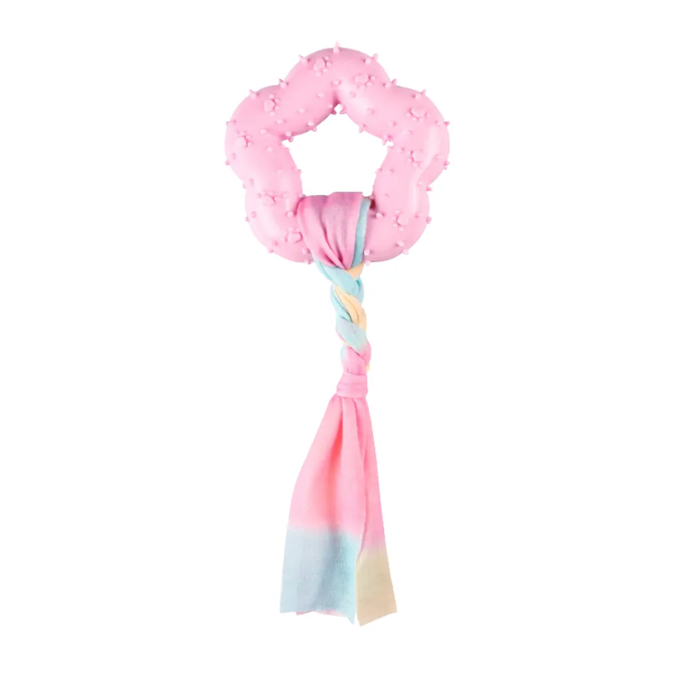 TPR Ring Braided Rope Dog Toy Pink