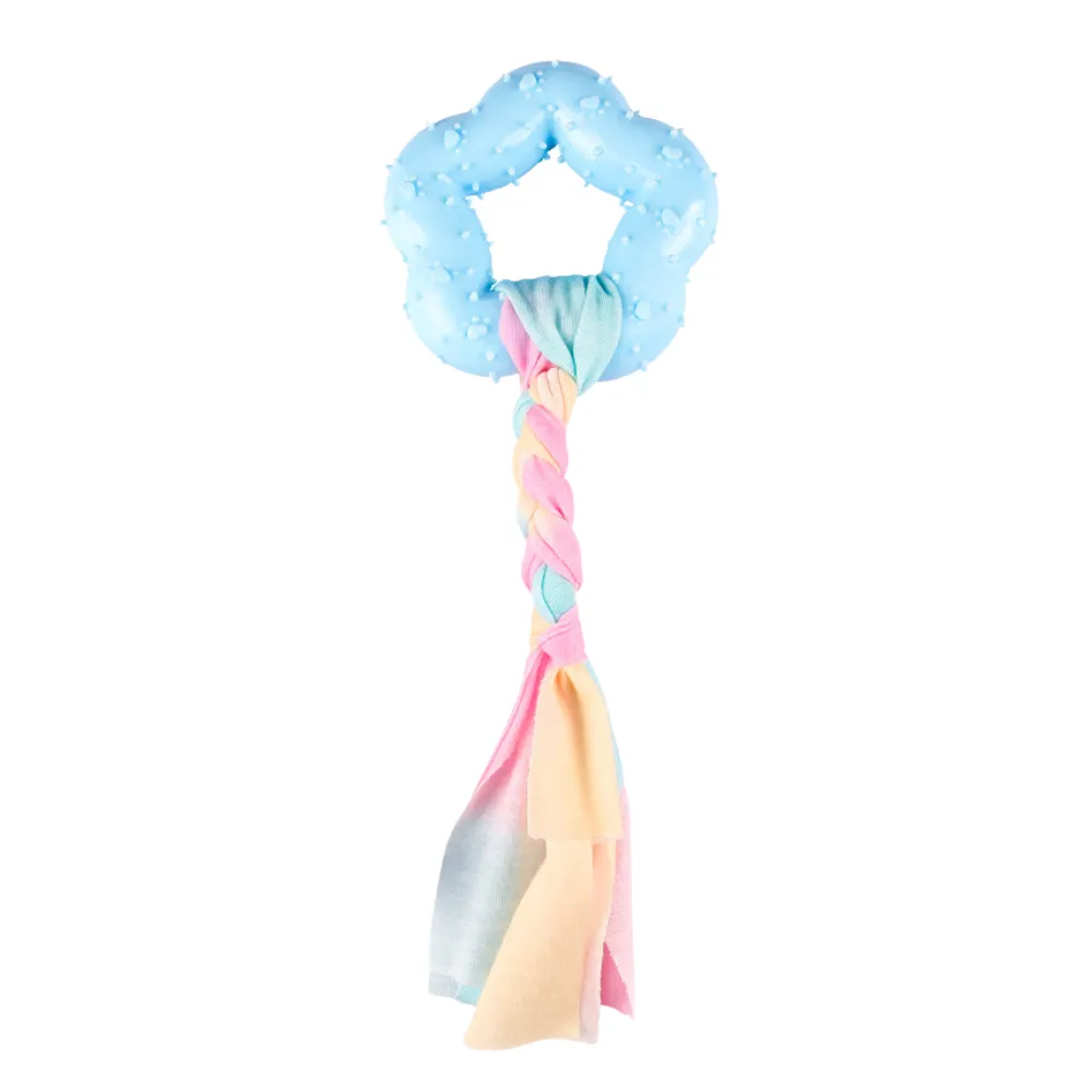 TPR Ring Braided Rope Dog Toy Blue