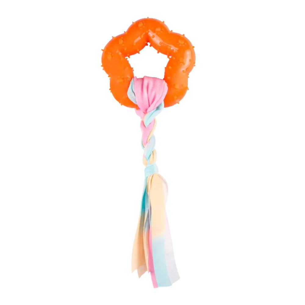 TPR Ring Braided Rope Dog Toy Orange