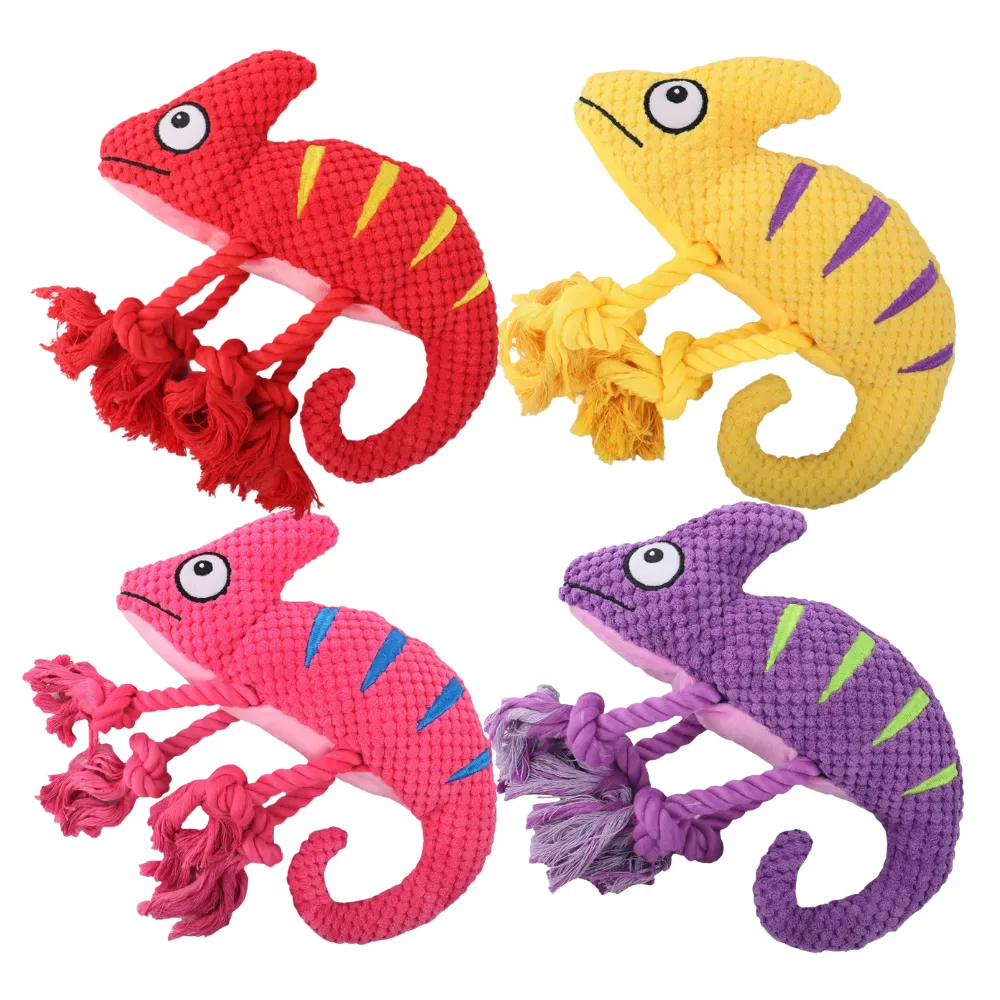 Chameleon Interactive Durable Squeaky Plush Dog Toy