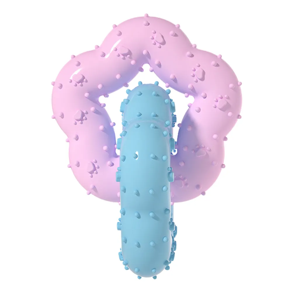 Dual-ring interlocking Flower-Shaped Durable TPR Dog Chew Toy_2
