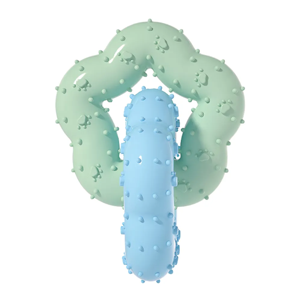 Dual-ring interlocking Flower-Shaped Durable TPR Dog Chew Toy_3