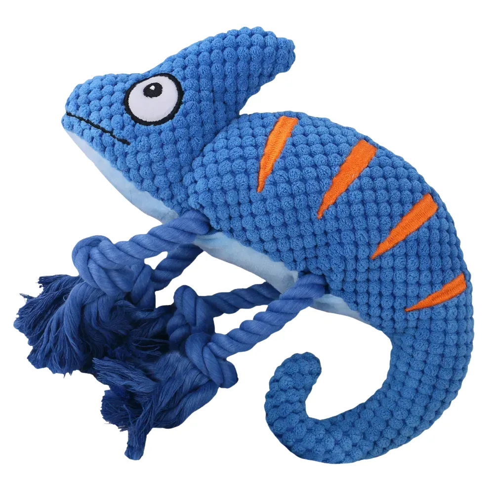 Chameleon Interactive Durable Squeaky Plush Dog Toy