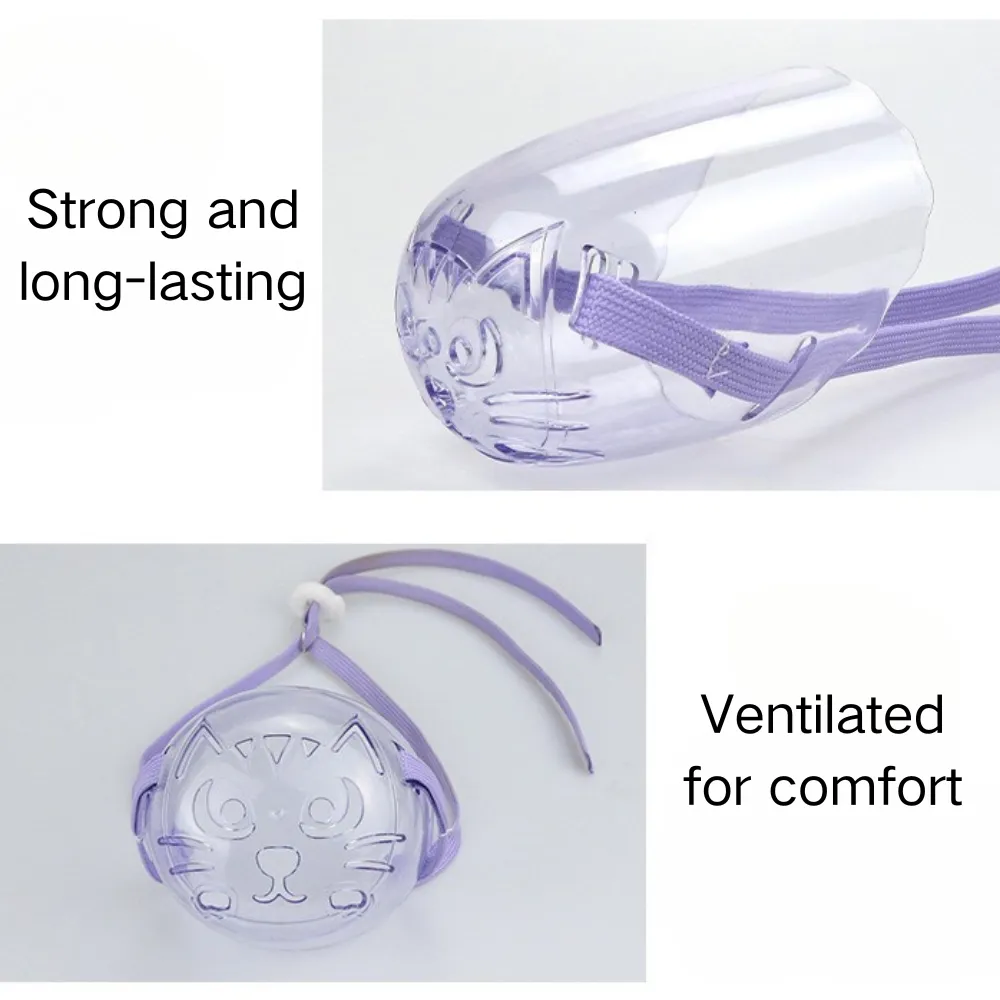 Adjustable Transparent Grooming Muzzle Breathable PC Pet Head Cover_5