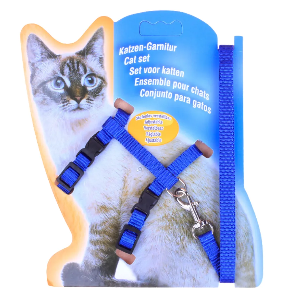 Adjustable Nylon Cat Harness and Leash Set – H-Style Escape-Proof Kitten Walking Strap