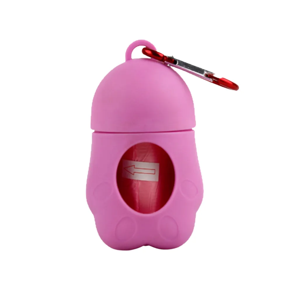 Paw-Shaped Dog Poop Bag Dispenser Pink