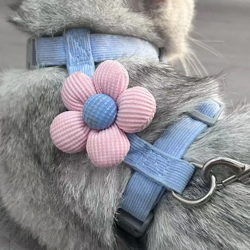 Floral Harness and Leash Set Outdoor Walking Vest for Cats