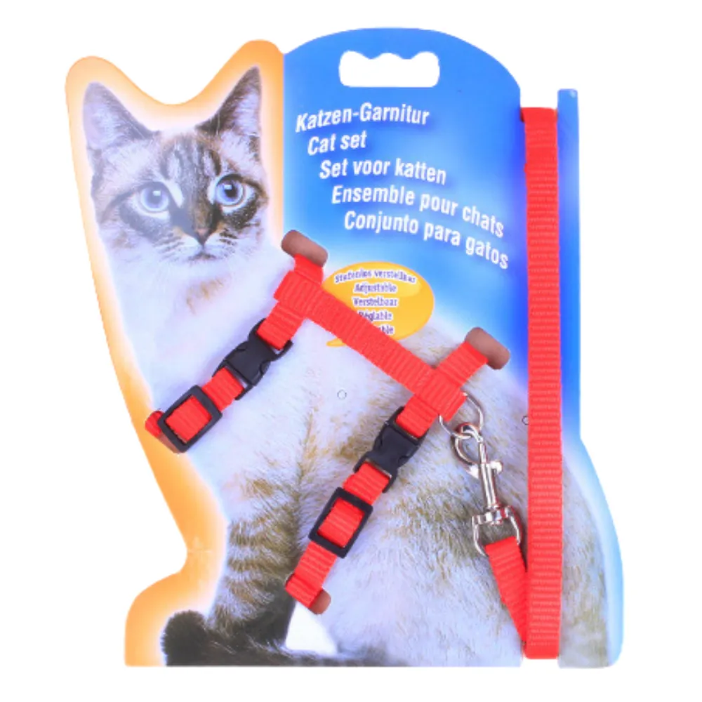 Adjustable Nylon Cat Harness and Leash Set – H-Style Escape-Proof Kitten Walking Strap