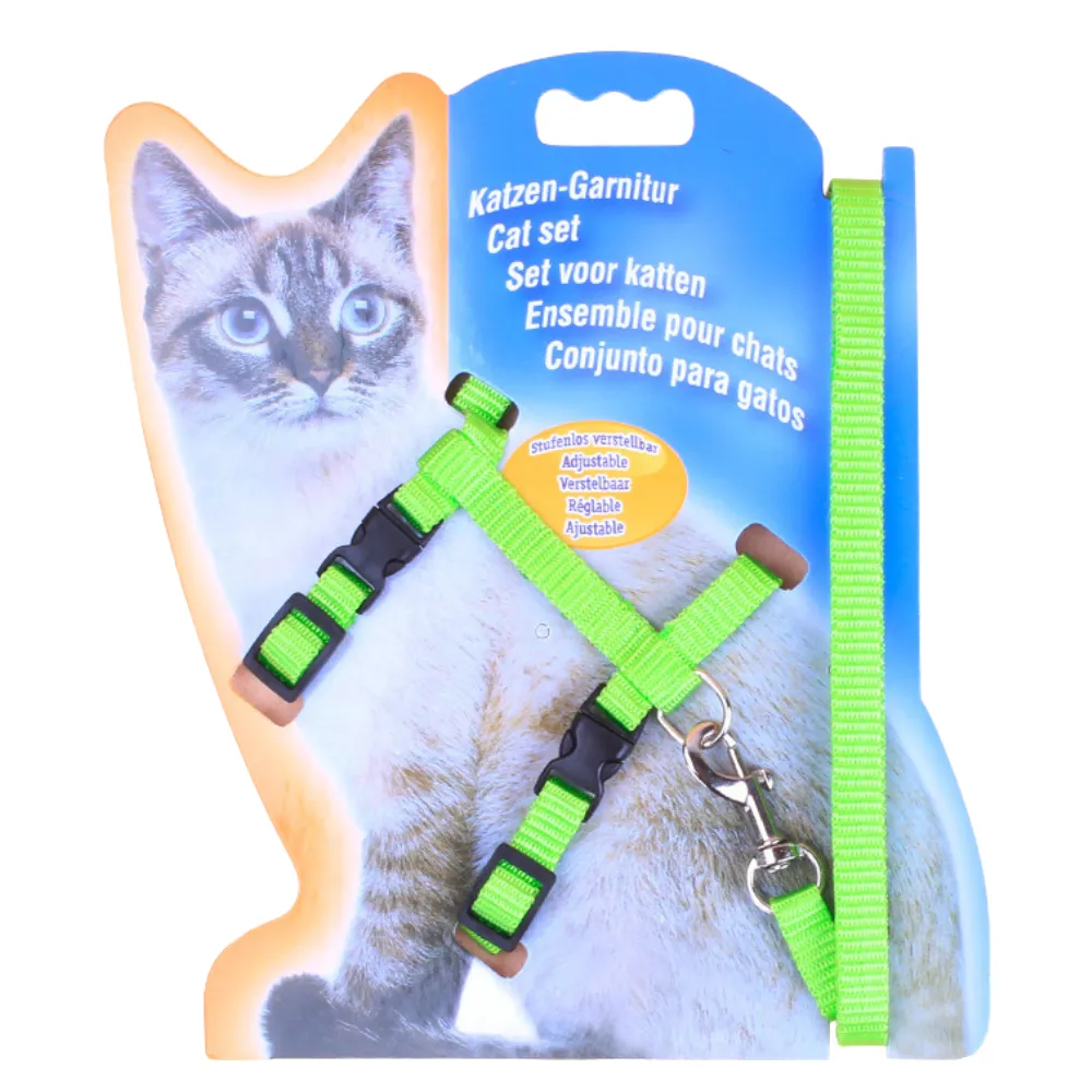 Adjustable Nylon Cat Harness and Leash Set – H-Style Escape-Proof Kitten Walking Strap