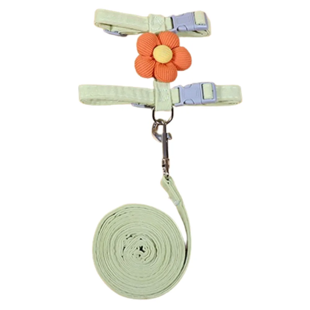 Floral Harness and Leash Set Outdoor Walking Vest for Cats