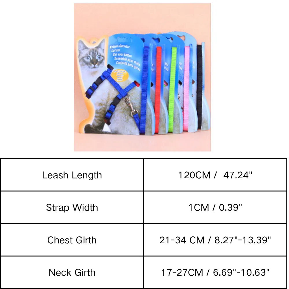 Adjustable Nylon Cat Harness and Leash Set – H-Style Escape-Proof Kitten Walking Strap