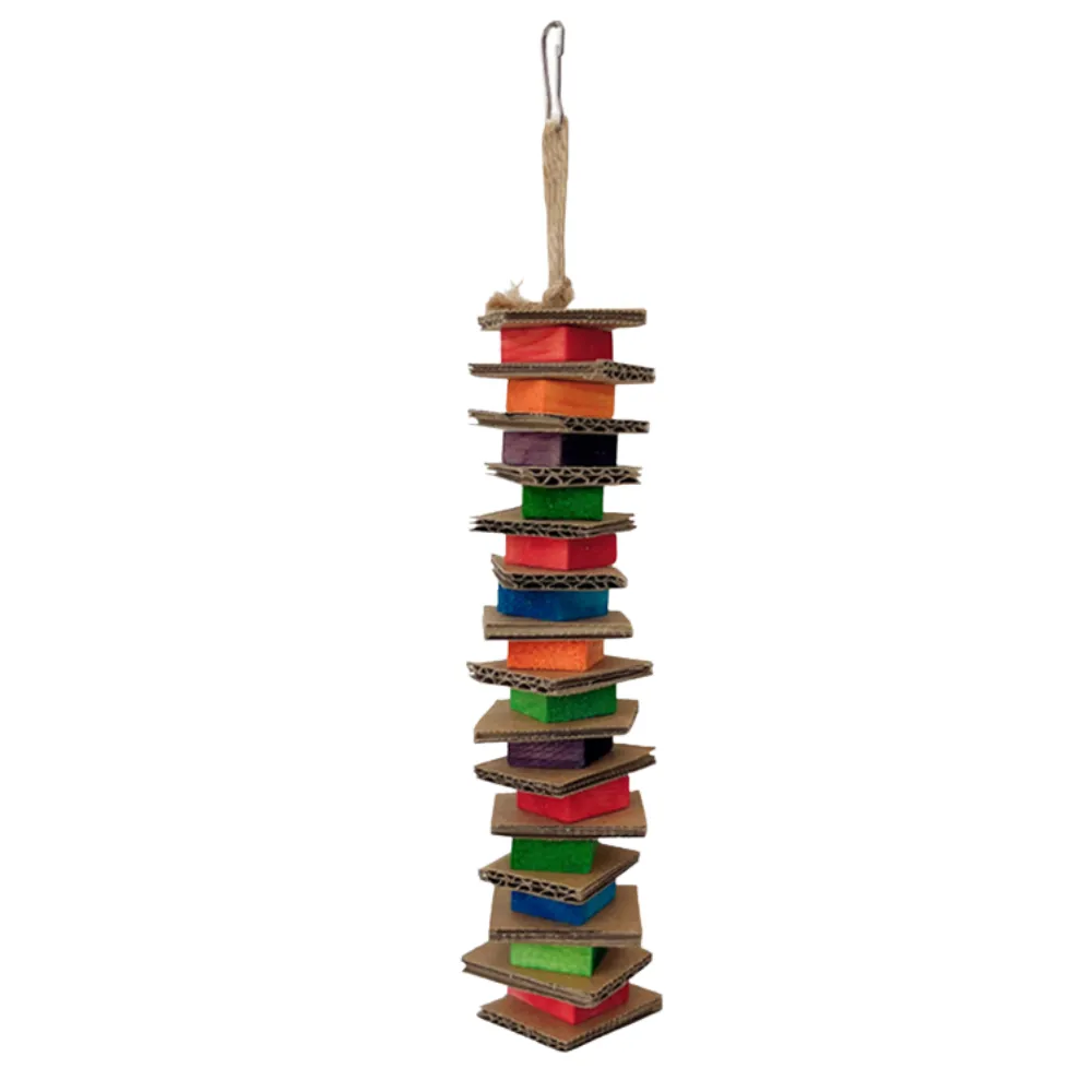 Colorful Cardboard and Wood Block String Bird Chew Toy7 Colorful Cardboard and Wood Block String Bird Chew Toy