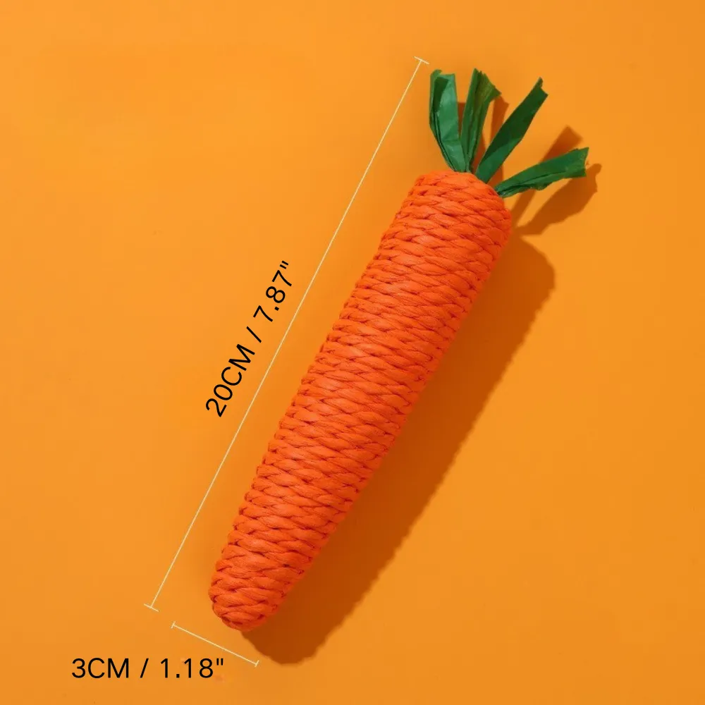 Handmade Plush Carrot Shaped Chew Toy for Cat
