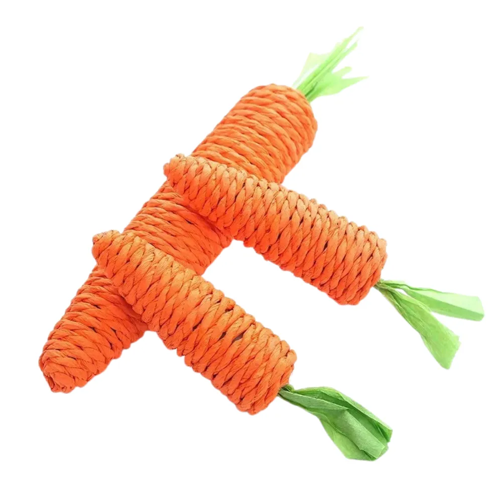 Handmade Plush Carrot Shaped Chew Toy for Cat