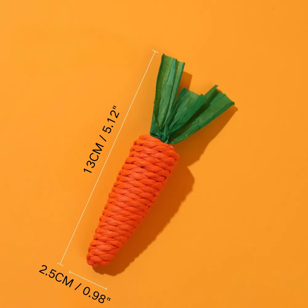Handmade Plush Carrot Shaped Chew Toy for Cat