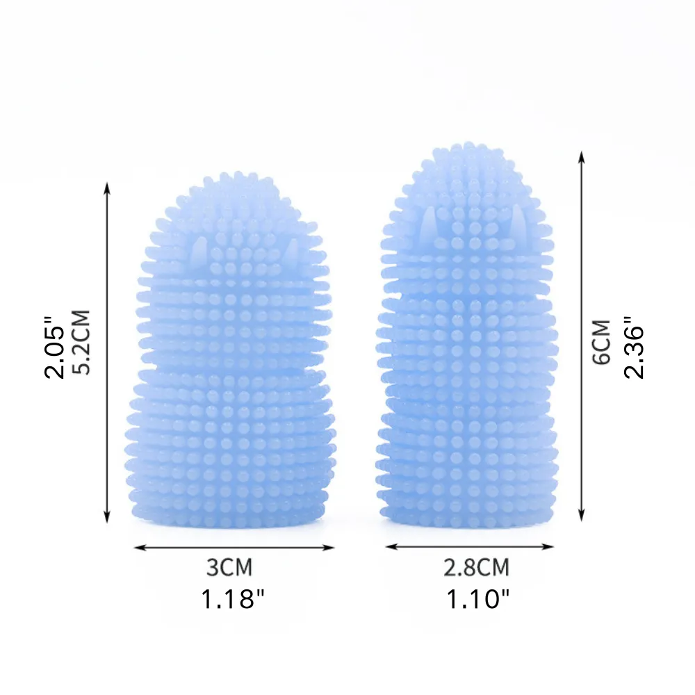 Silicone Two Finger Toothbrush for Dogs and Cats Care Tool