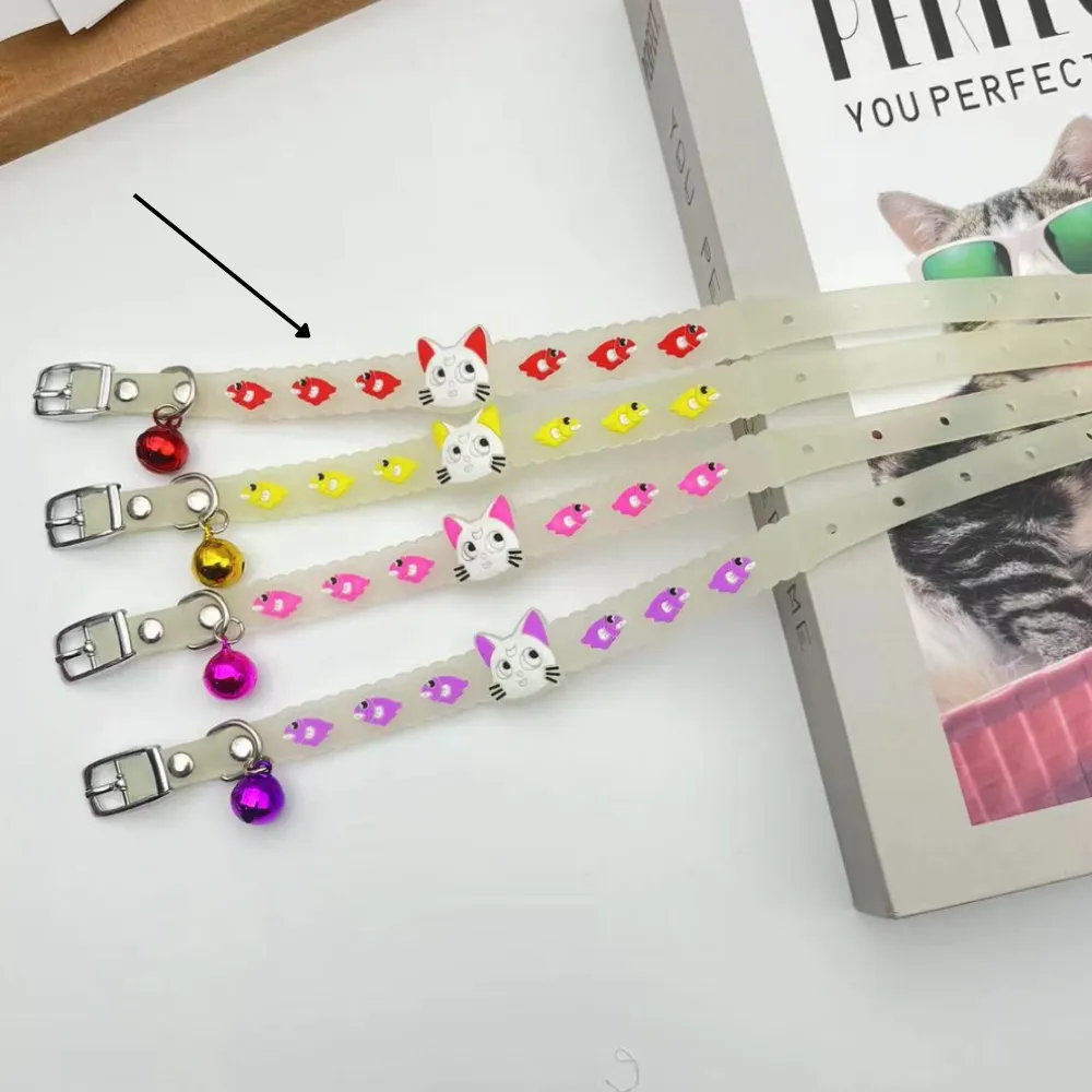 New Fluorescent Silicone Pet Collar and Cute Cartoon Design for Cats and Small Dogs New Fluorescent Silicone Pet Collar and Cute Cartoon Design for Cats and Small Dogs