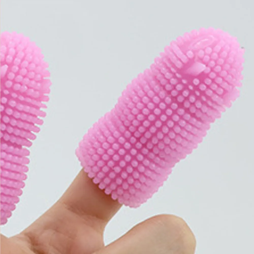 Silicone Two Finger Toothbrush for Dogs and Cats Care Tool