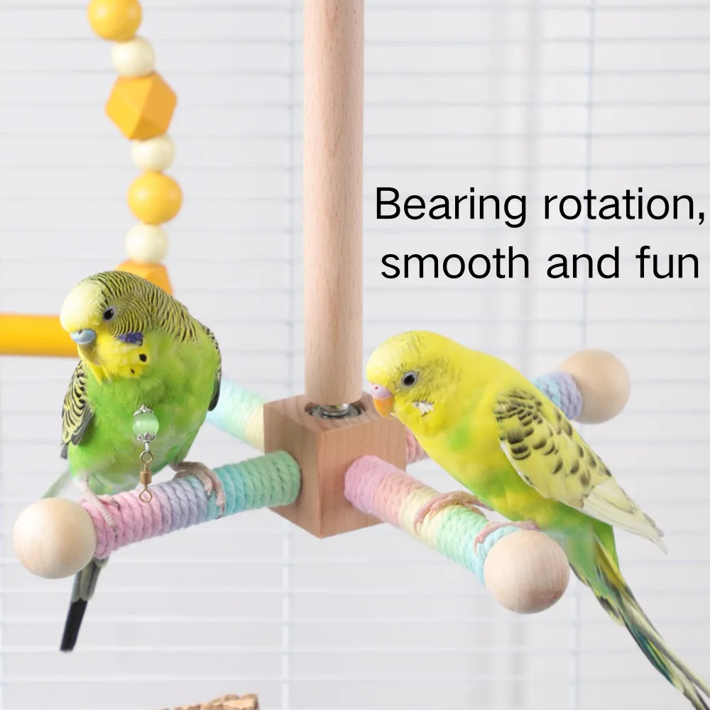 Colorful Hanging Cross-Rotating Wood Bird Toy6