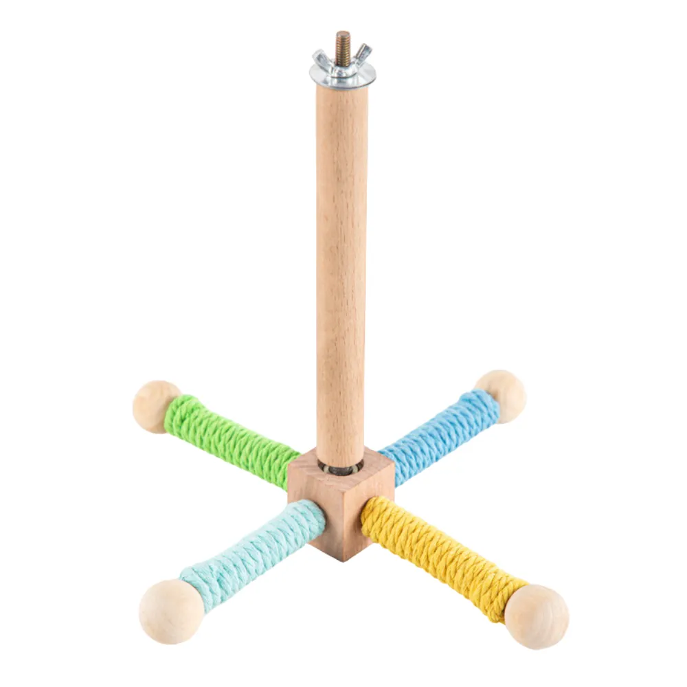 Colorful Hanging Cross-Rotating Wood Bird Toy3