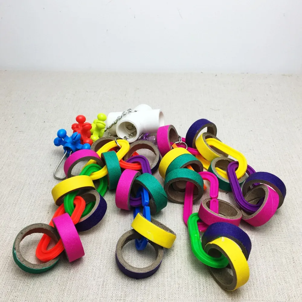 Colorful Hanging Paper Ring Chewing String Bird Toy3