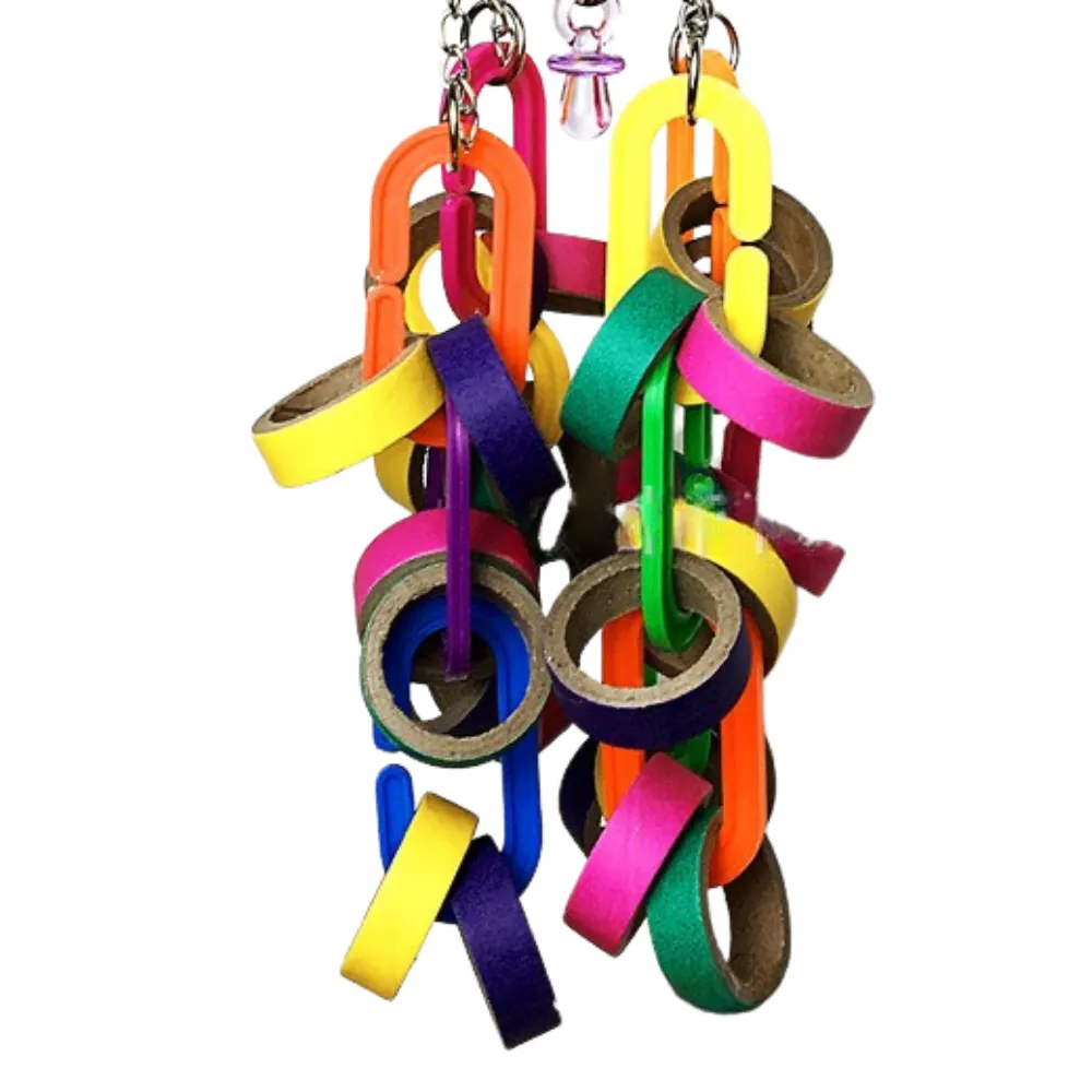Colorful Hanging Paper Ring Chewing String Bird Toy5