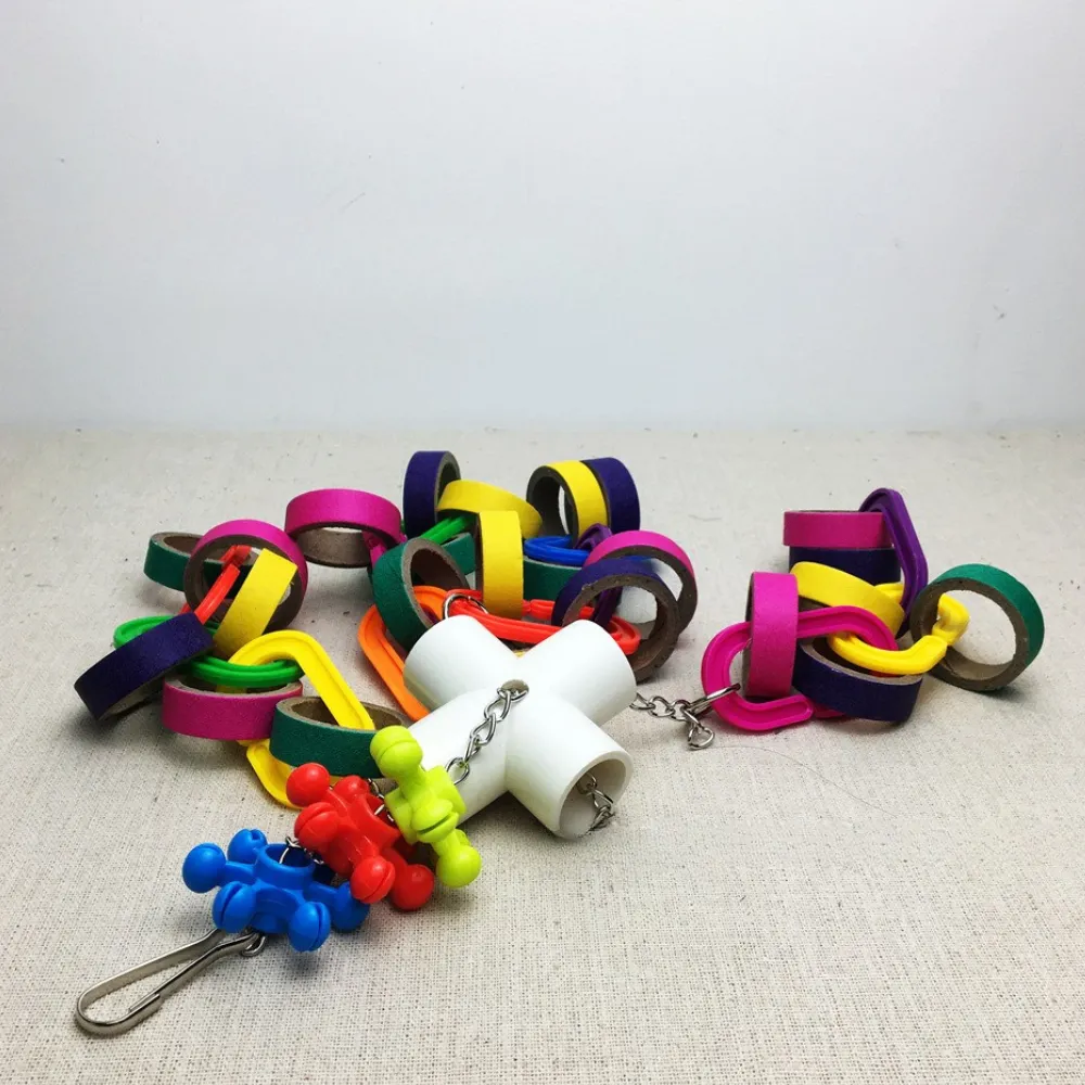 Colorful Hanging Paper Ring Chewing String Bird Toy2