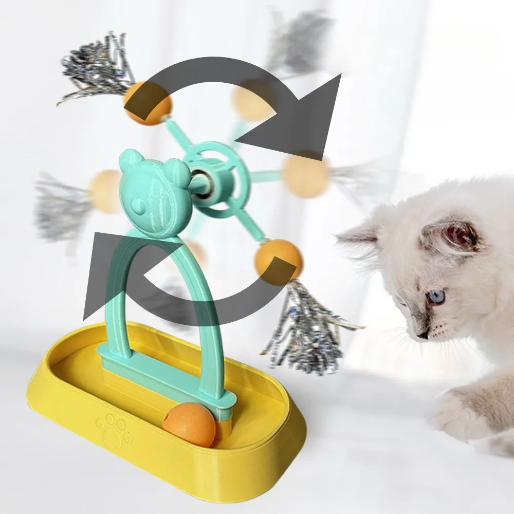 Interactive Cat Spinning Windmill Toy with Track Balls