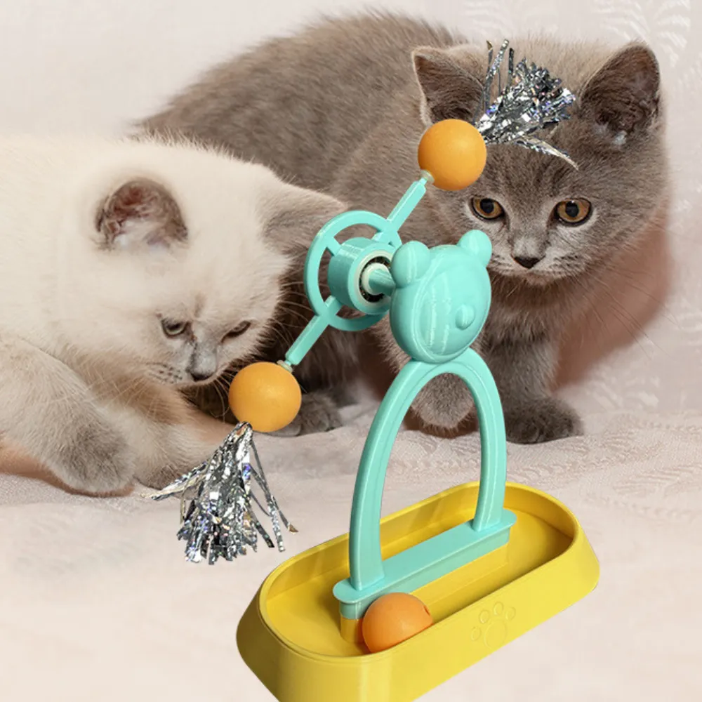 Interactive Cat Spinning Windmill Toy with Track Balls