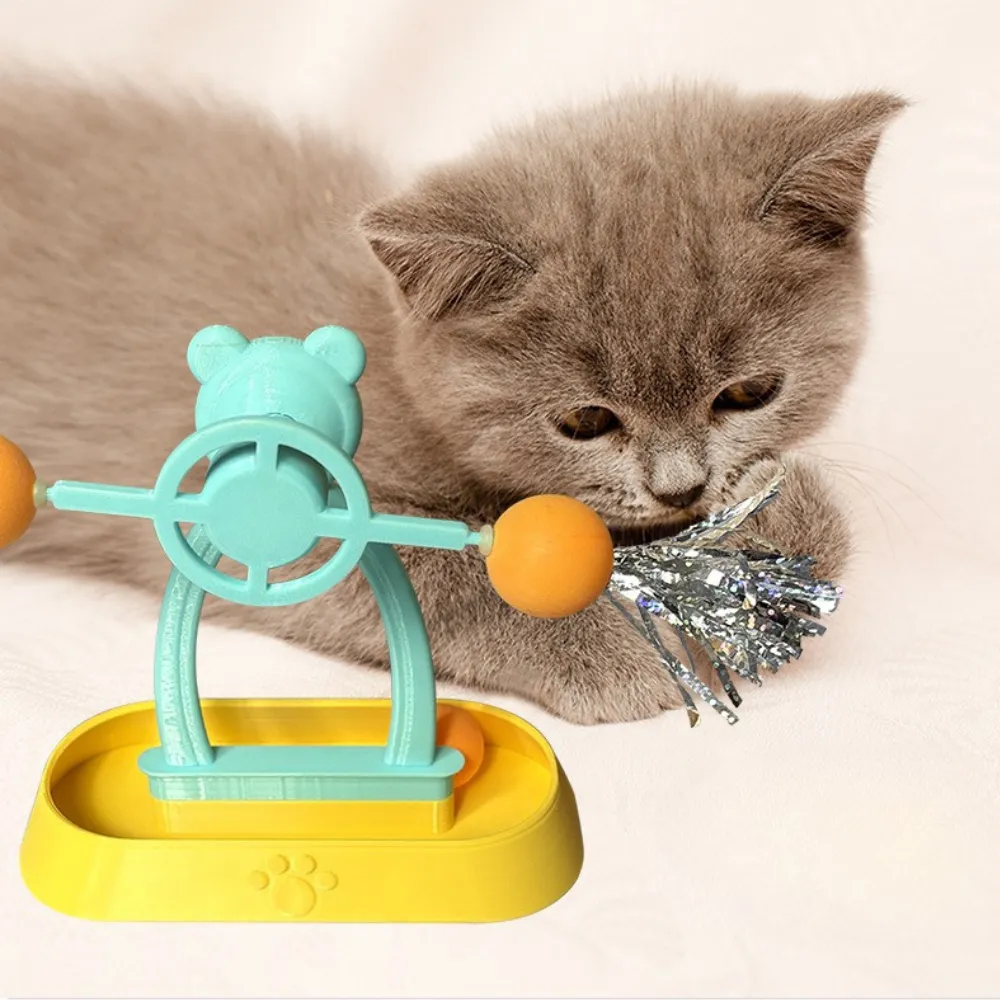 Interactive Cat Spinning Windmill Toy with Track Balls