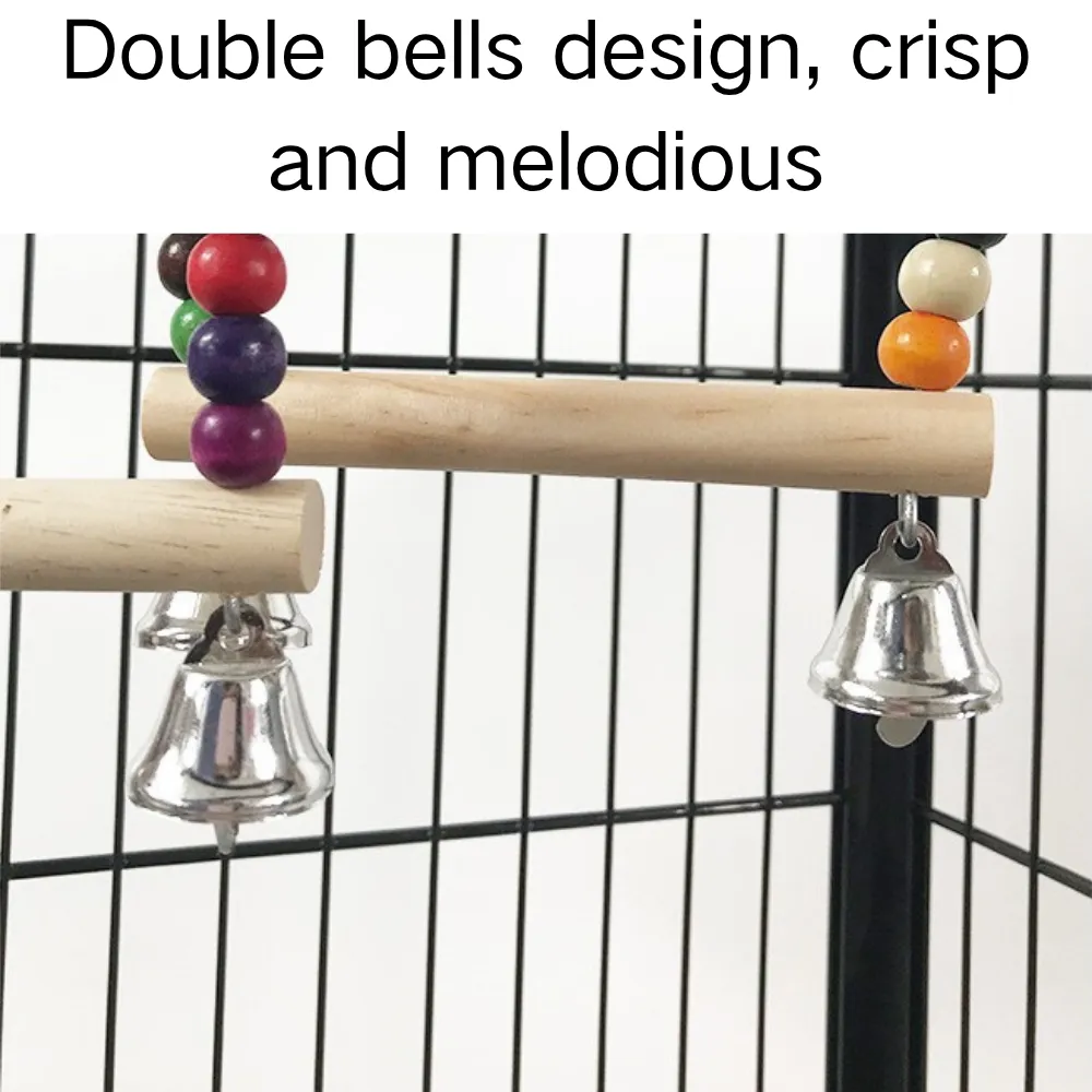 Colorful Beaded Bird Swing Toy with Bells