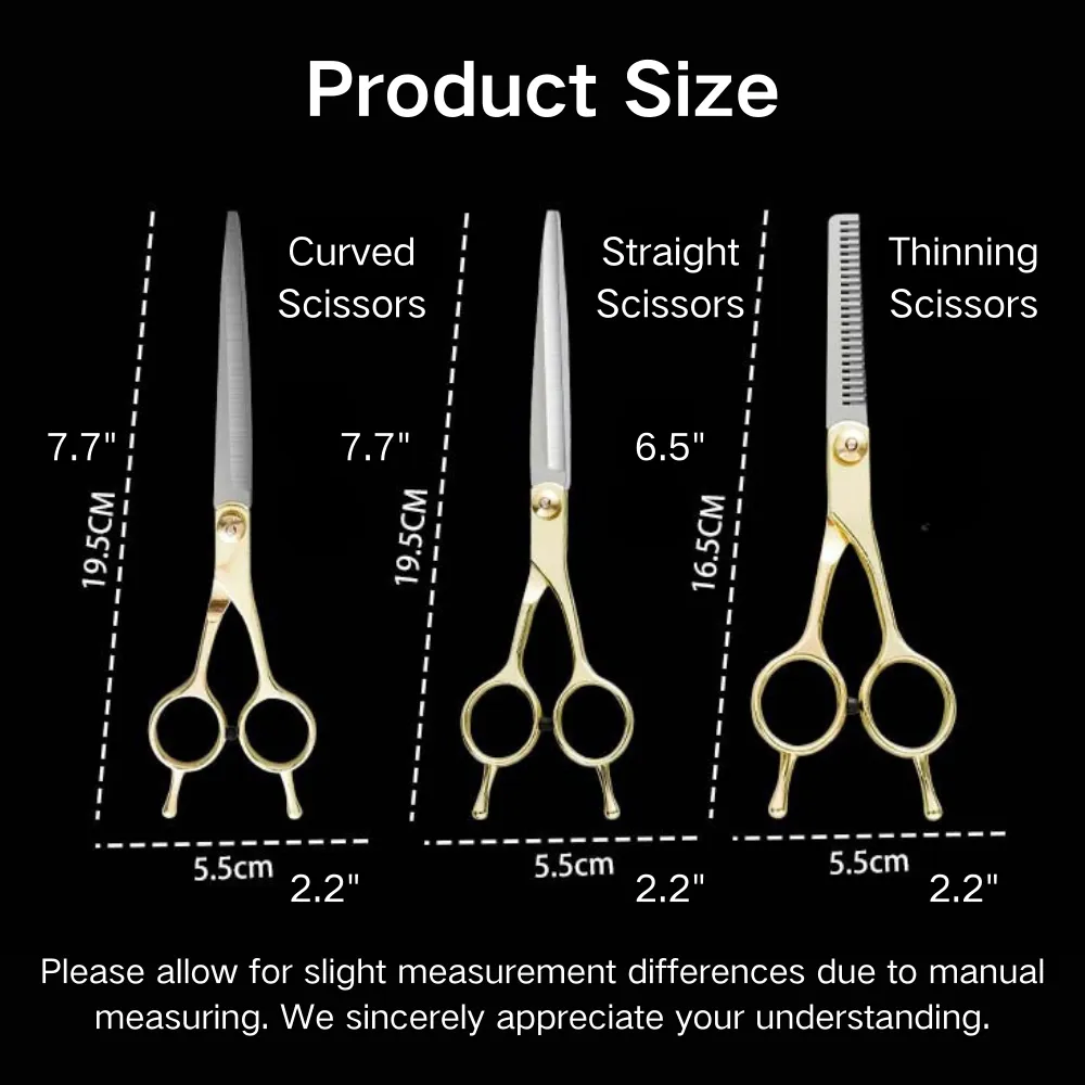 7.7 Inch and 6.5 Inch Stainless Steel Pet Grooming Scissors