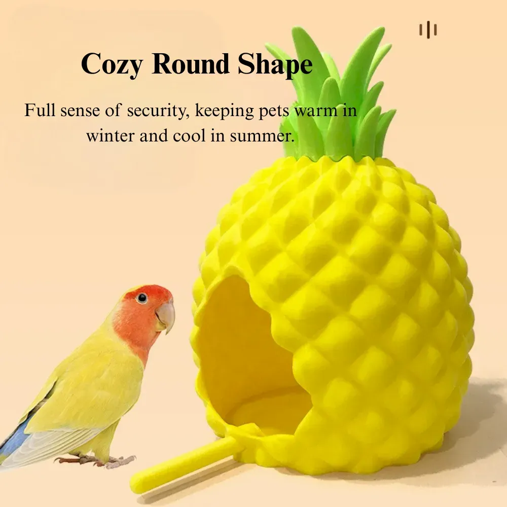 Cartoon Pineapple Bird Nest Parrot Hideout Durable PLA Shelter All Season