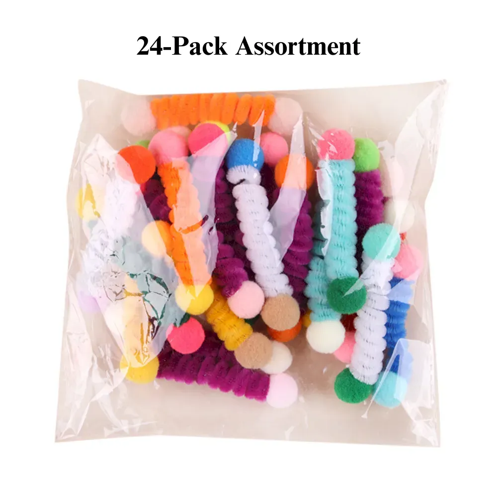 Bulk Cat Teaser Toys Set Self Play Pom Pom Cat Toy Accessories 24 Pack