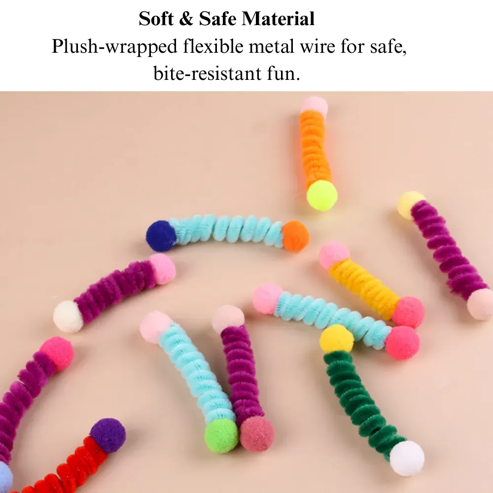 Bulk Cat Teaser Toys Set Self Play Pom Pom Cat Toy Accessories 24 Pack
