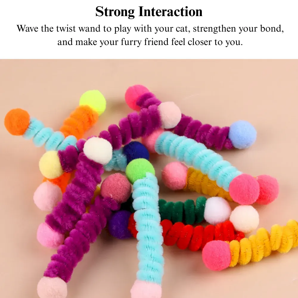 Bulk Cat Teaser Toys Set Self Play Pom Pom Cat Toy Accessories 24 Pack