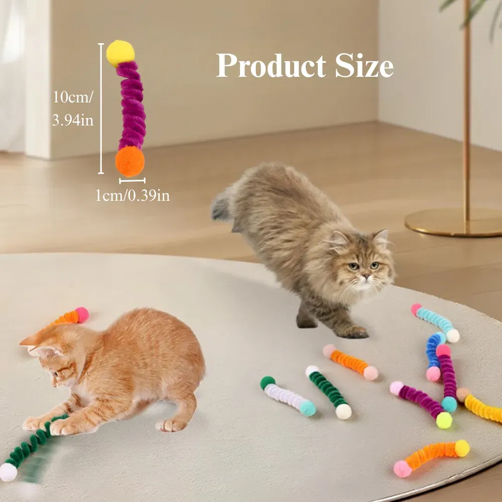 Bulk Cat Teaser Toys Set Self Play Pom Pom Cat Toy Accessories 24 Pack