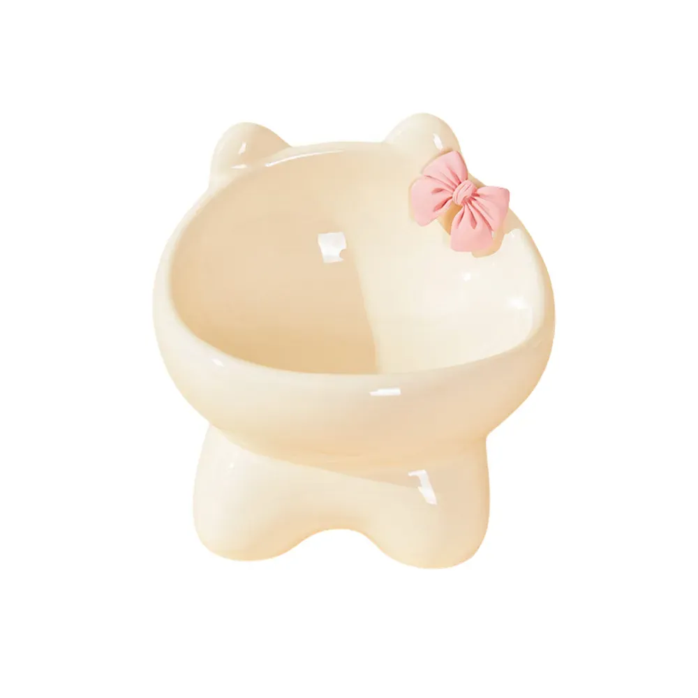 ceramic pet bowl Ceramic Raised Cat Bowl Tilted Design Elevated Pet Feeding Dish