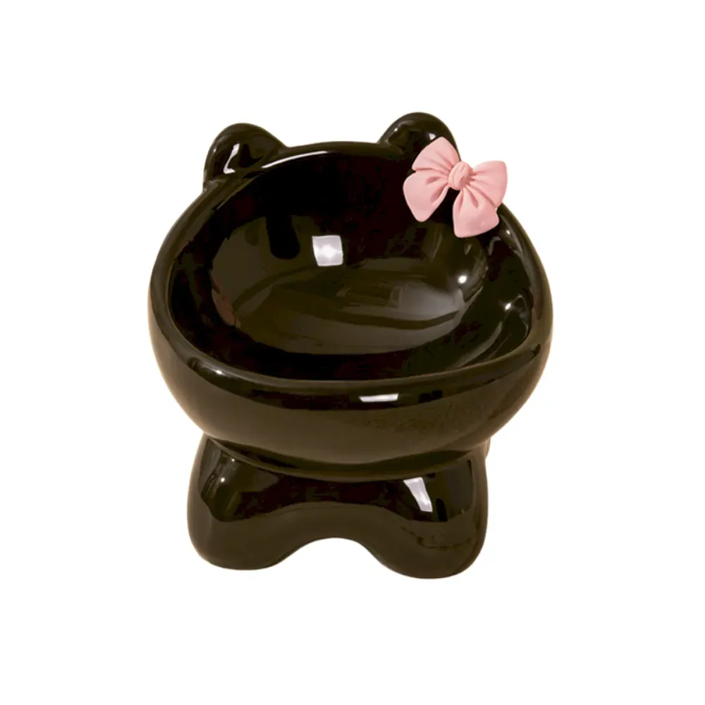 raised pet feeding bowl Ceramic Raised Cat Bowl Tilted Design Elevated Pet Feeding Dish
